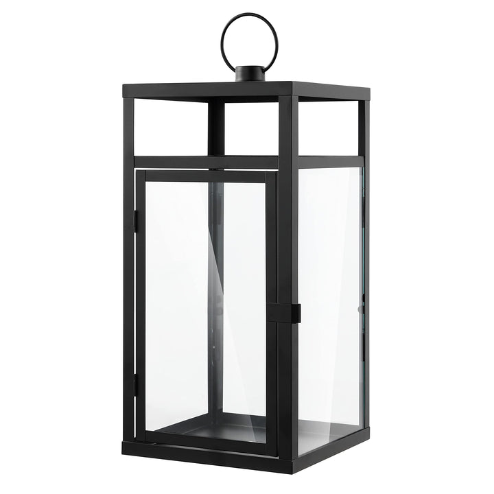 Lighting Outdoor Lantern 9" W X D 20" H Black Modern Contemporary Glass Metal - Diamond Home USA