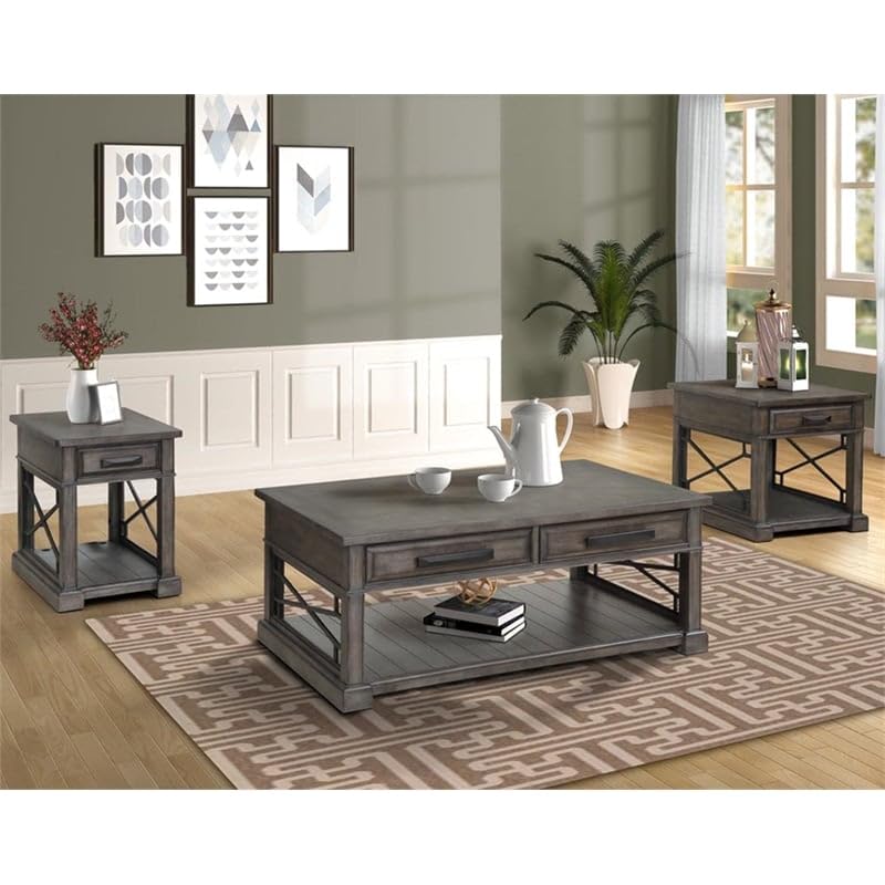 Parker House Sundance Traditional Wood Chairside Table in Smokey Gray - Diamond Home USA
