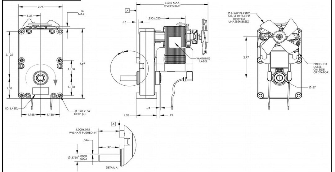 Dayton Model 52JE04 Gear Motor 50 RPM 1/60 hp 115V with Brake - Diamond Home USA