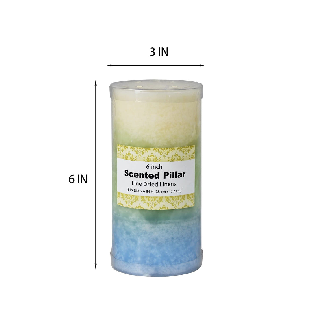 3 X 6 Inch Bl/grn/wht Scented Pillar Candle Multi Color Industrial Wax Painted - Diamond Home USA