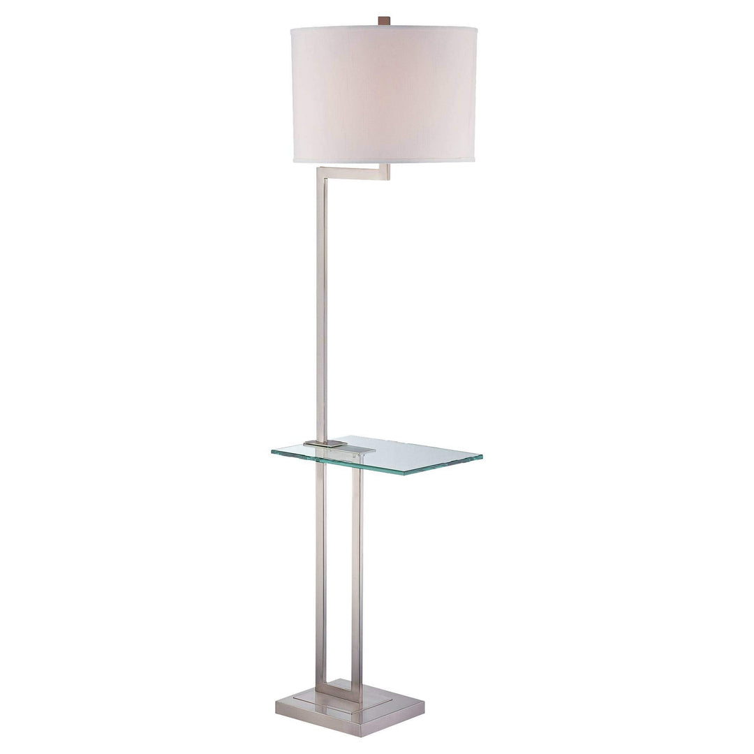 Lite Source LS-81746PS/WHT Rudko Floor Lamp with Tray Table Polished Steel