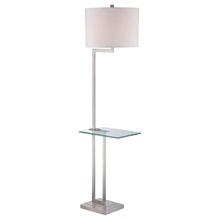 Lite Source LS-81746PS/WHT Rudko Floor Lamp with Tray Table Polished Steel