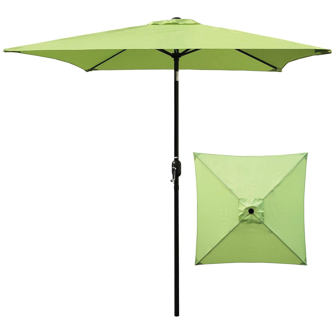 6.5' Square Green Classic Outdoor Table Market Umbrella With Tilt/crank 4 Ribs - Diamond Home USA