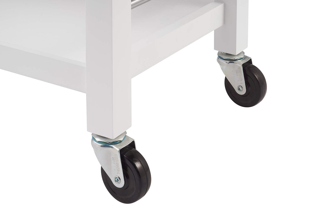 TRINITY 30-Inch Wood Kitchen Coffee Cart with Drawers Wheels and Two Shelves - Diamond Home USA