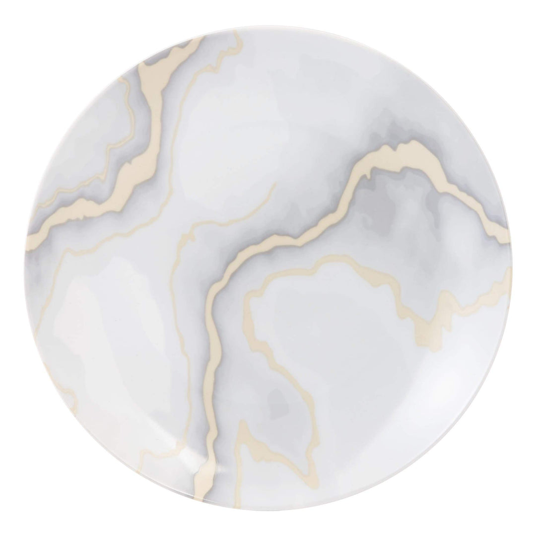 16pc Electric Marble 11" X 0'5" Grey Solid Modern Contemporary Round Porcelain - Diamond Home USA