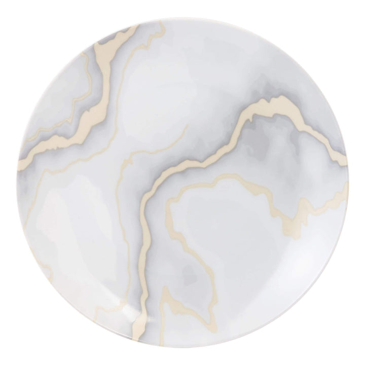16pc Electric Marble 11" X 0'5" Grey Solid Modern Contemporary Round Porcelain - Diamond Home USA