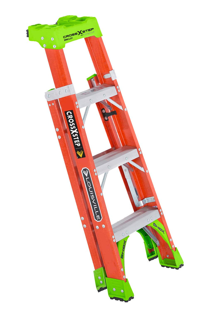 Louisville Ladder 4-foot Fiberglass Cross Step Ladder 300-Pound Load Capacity - Diamond Home USA