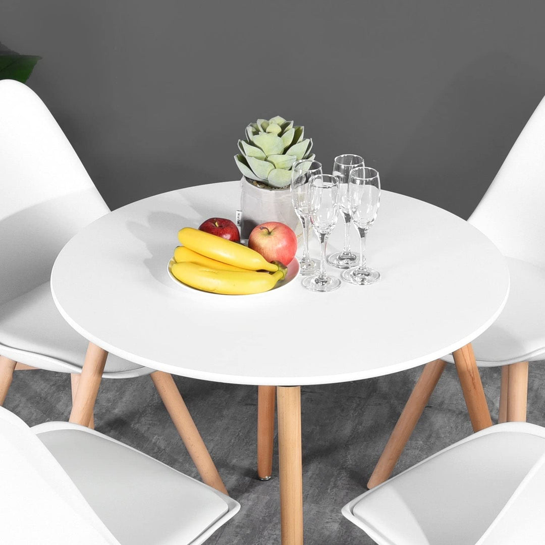 Modern Dining Table 31.5'' Round Top with Solid Wood Legsï¼Œwhite White - Diamond Home USA