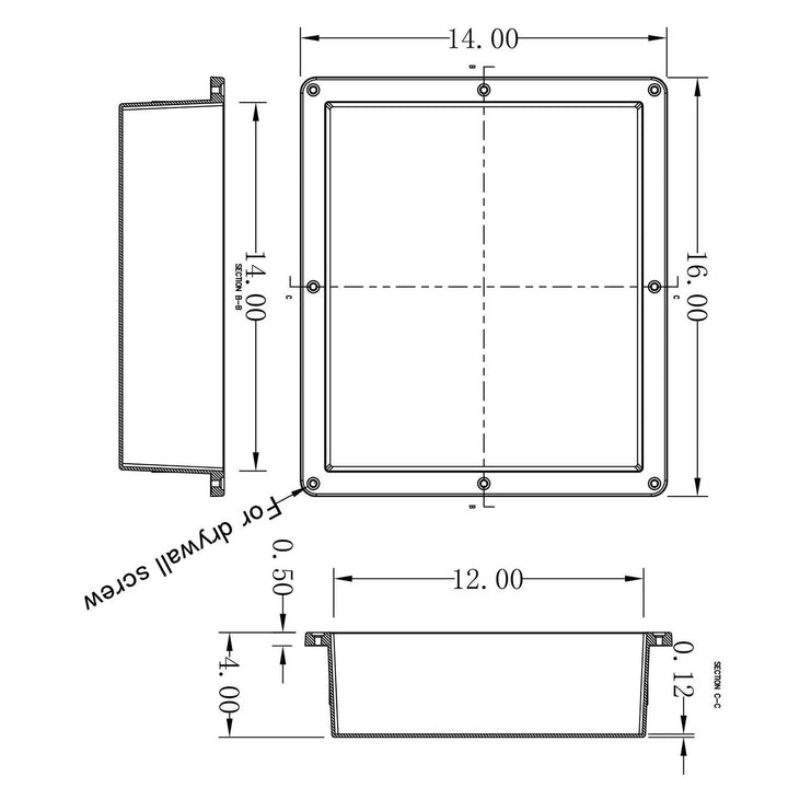 Ready for Tile Waterproof Leak Proof 16" X 14" Square Bathroom Recessed Shower - - Diamond Home USA