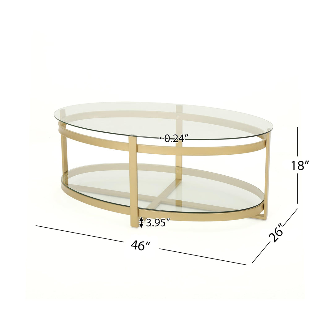 Christopher Knight Home Bell Tempered Glass Coffee Table|Round|Modern|Brass - Diamond Home USA