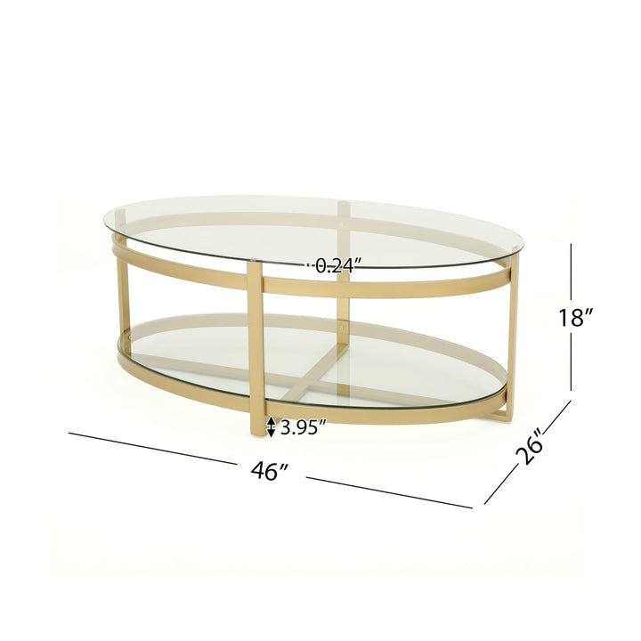 Christopher Knight Home Bell Tempered Glass Coffee Table|Round|Modern|Brass - Diamond Home USA