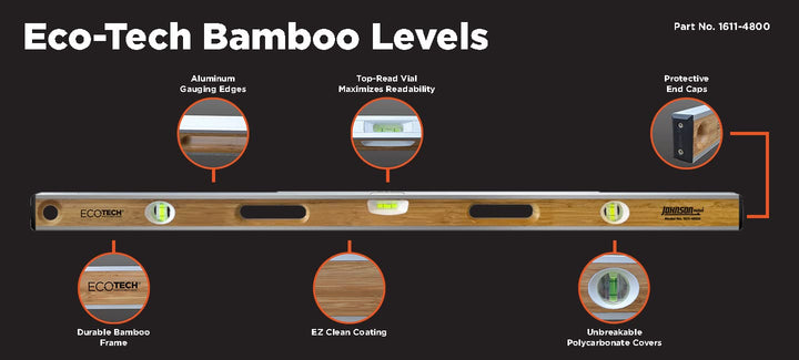 Johnson Level & Tool 48-in Bamboo Level 1611-4800 Black - Diamond Home USA