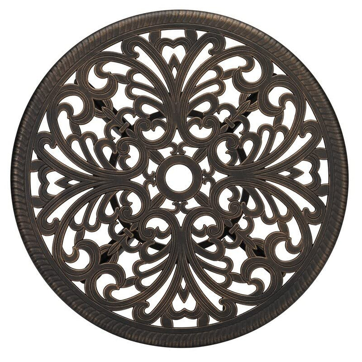 Patio 23.6" Cast Dining Table Round Metal Finish Weather Resistant Bronze - Diamond Home USA