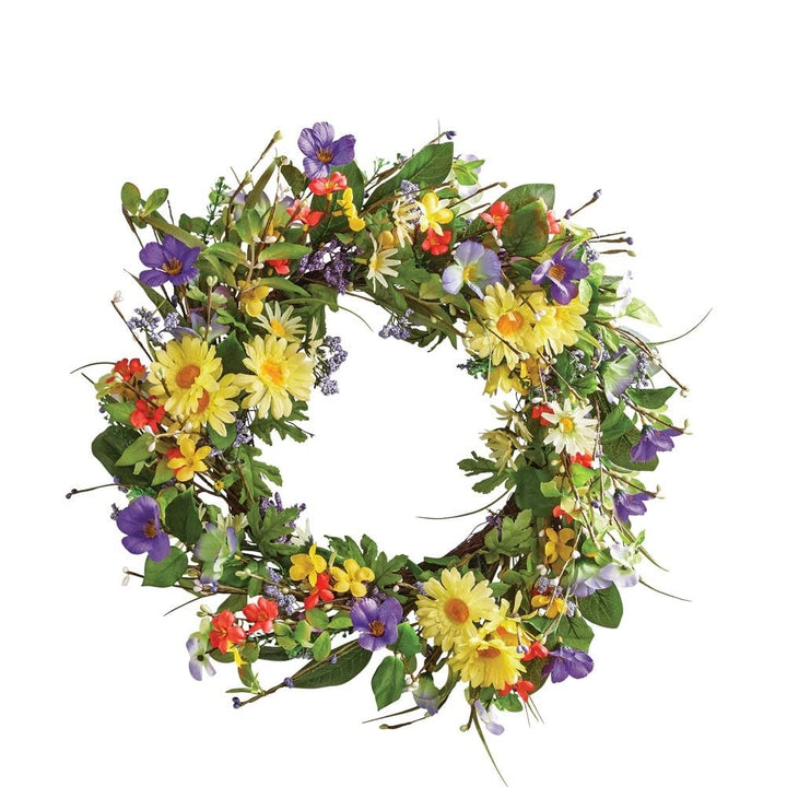 Wild Daisy Floral Twig Wreath Green Traditional Cedar