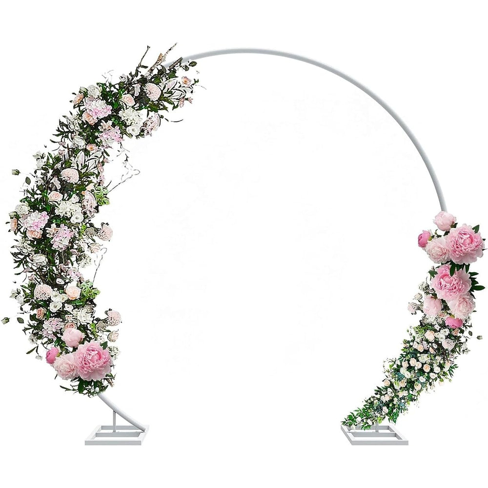 Large ircle Wedding Arch Round Garden Archway Arbors Stand 84" h White Modern - Diamond Home USA