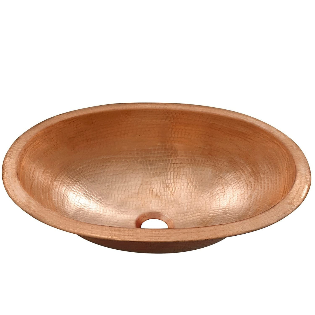 19" Dual Mount Handmade Pure Unfinished Naked Copper Sink Orange Oval