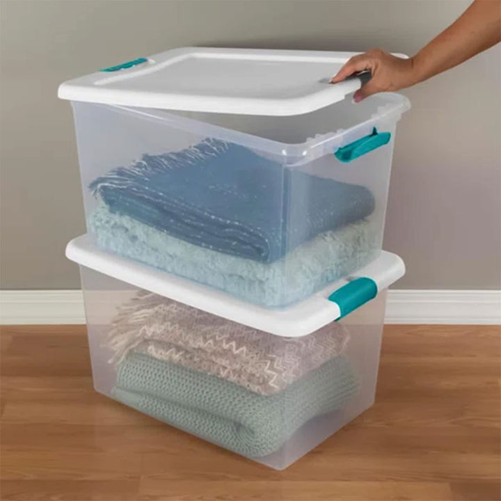 Sterilite 14998004 Plastic Liter Latch Box Clear 106 Quarts - Diamond Home USA
