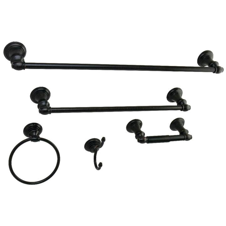 5-Piece Bathroom Accessory Set in Oil Rubbed Bronze Brown Metal Finish Rust - Diamond Home USA
