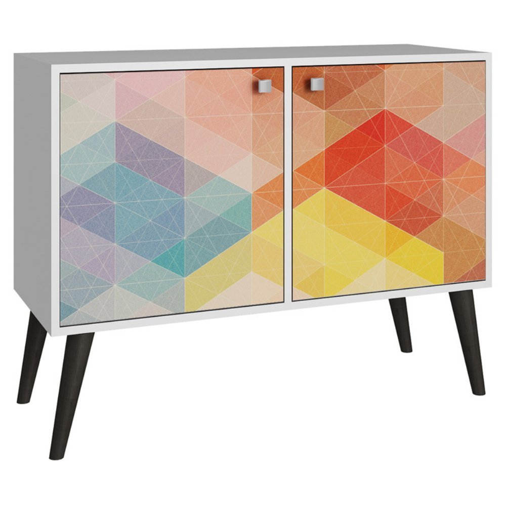 Manhattan Comforts Avesta Double Side Table. 2.0 White and Stamp White/Grey