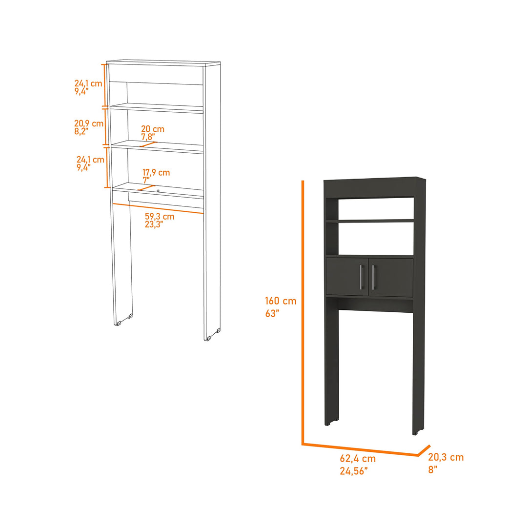 Over The Toilet Cabinet Black Modern Contemporary MDF Natural Finish Includes - Diamond Home USA
