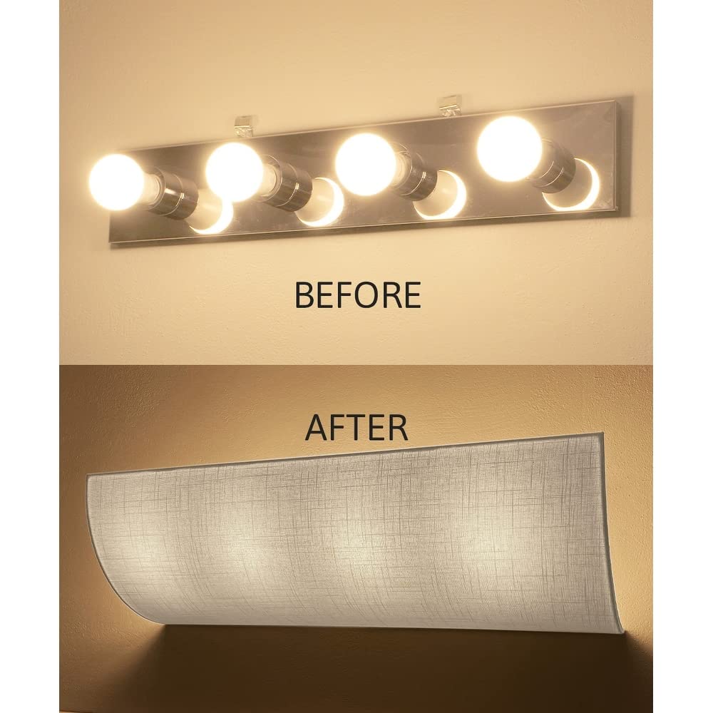 Vanity Light Cover Refresh Kit 26" w White Textured Fabric Shade DIY Upgrades - Diamond Home USA
