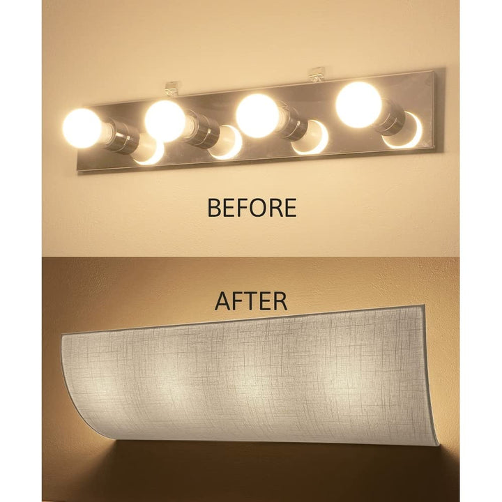 Vanity Light Cover Refresh Kit 26" w White Textured Fabric Shade DIY Upgrades - Diamond Home USA