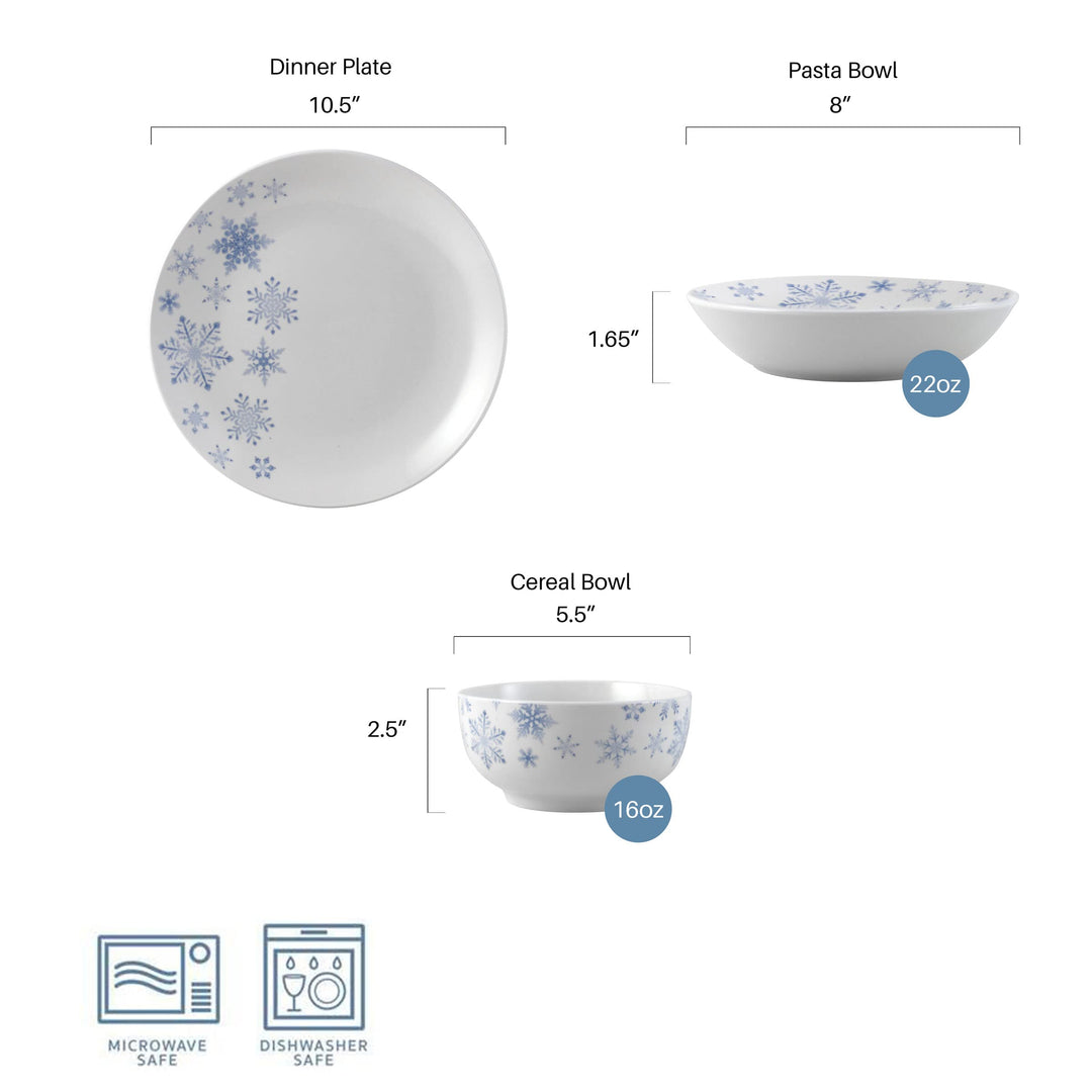 Studio Nova Winter Snowflakes 18 Piece Dinnerware Set Service for 6 Multicolor - Diamond Home USA