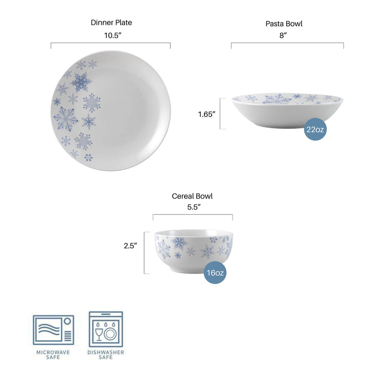 Studio Nova Winter Snowflakes 18 Piece Dinnerware Set Service for 6 Multicolor - Diamond Home USA
