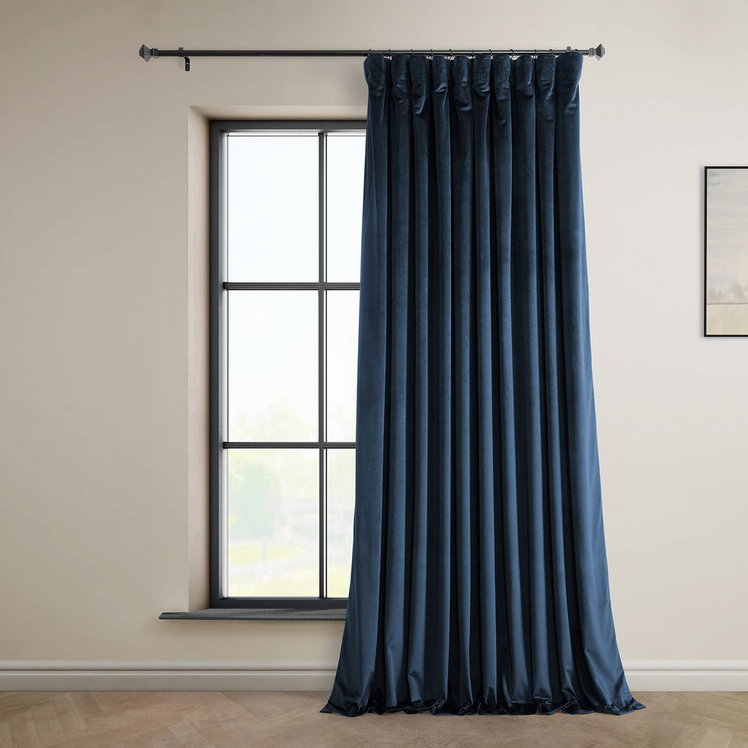 HPD Half Price Drapes Heritage Plush Velvet Curtains 96 Inches Long Room 100 X 96 - Eternal Blue