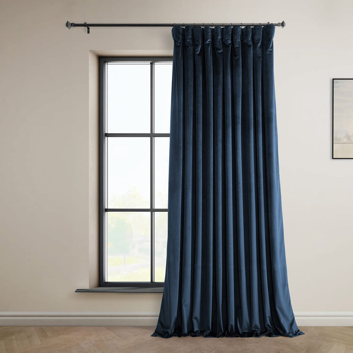 HPD Half Price Drapes Heritage Plush Velvet Curtains 96 Inches Long Room 100 X 96 - Eternal Blue