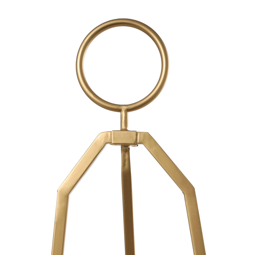 Gold Metal Tall Adjustable Minimalistic Easel with Circular Ring Top Glam Iron - Diamond Home USA