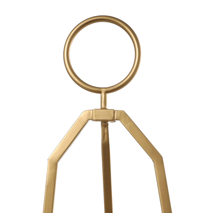 Gold Metal Tall Adjustable Minimalistic Easel with Circular Ring Top Glam Iron - Diamond Home USA