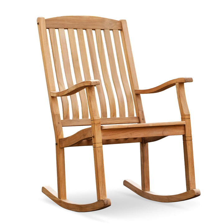 Cambridge Casual Arie Patio Porch Rocking Chair for Outdoor Single Plantation Teak - Diamond Home USA