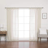 Aurora Home Textured Faux Linen Romantic Tie Top Curtain Panel Pair Natural 52 X 84 - Natural