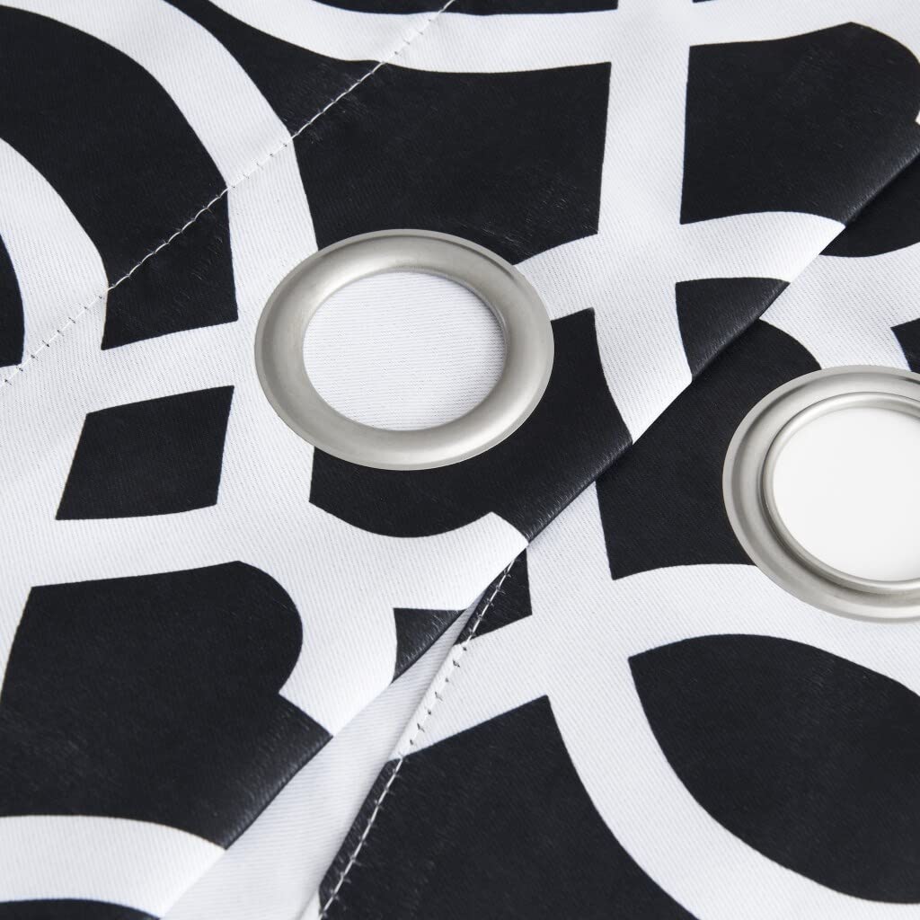 84" Jet Black Trellis Out Window Curtain Panel X 54" Geometric Modern - Diamond Home USA