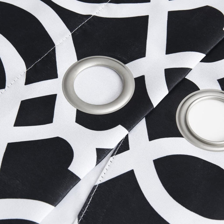 84" Jet Black Trellis Out Window Curtain Panel X 54" Geometric Modern - Diamond Home USA