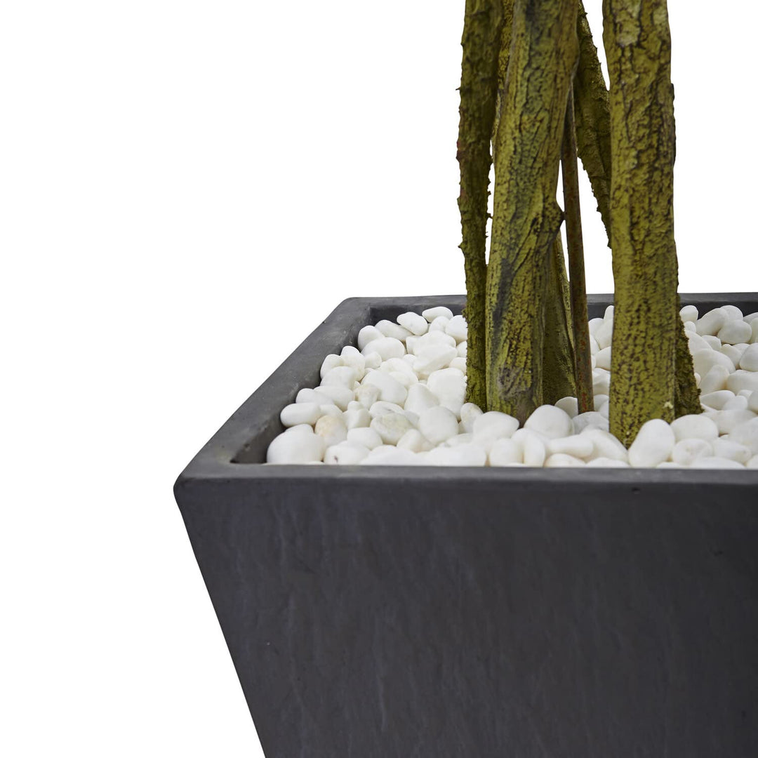 Nearly Natural 6.5ft. Ficus Slate Planter UV Resistant (Indoor/Outdoor) - Diamond Home USA