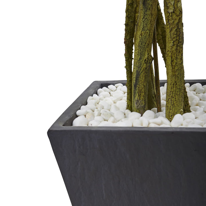 Nearly Natural 6.5ft. Ficus Slate Planter UV Resistant (Indoor/Outdoor) - Diamond Home USA