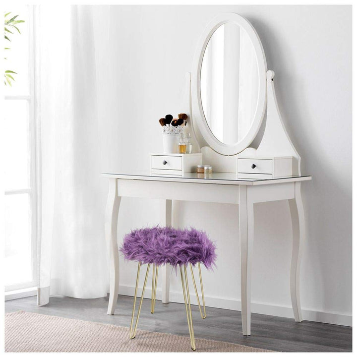 GIA Home Furniture Series Accent Metal Vanity Stool with Faux Fur Seat Purple - Diamond Home USA