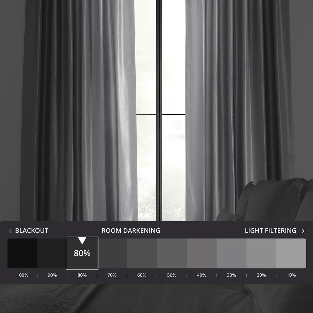 Exclusive Fabrics Textured Faux Dupioni Silk Thermal Blackout Curtains (1 Panel)
