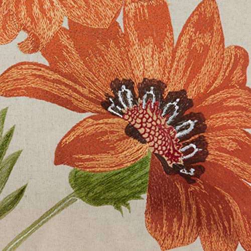 SARO LIFESTYLE 434P Le Tournesol Collection Embroidered Sunflower Design Linen Orange - Diamond Home USA