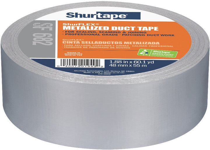 Shurtape SF 682 ShurFLEX Non-Printed Metalized Cloth Duct Tape 48mm x 55m Silver