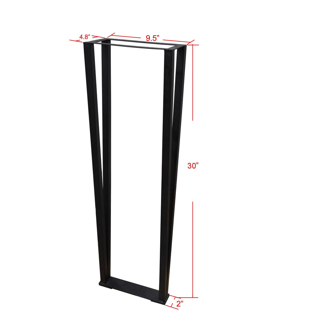 Flat Iron Table Leg 30" 2pcs Set Black Western Metal Finish Handmade - Diamond Home USA