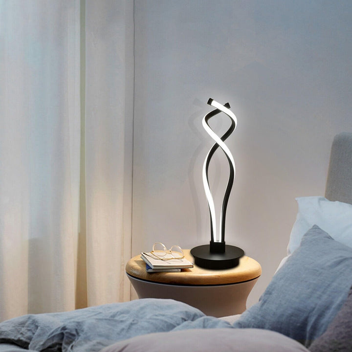 Black Modern Double Spiral Acrylic Table Lamp Contemporary Energy Efficient - Diamond Home USA