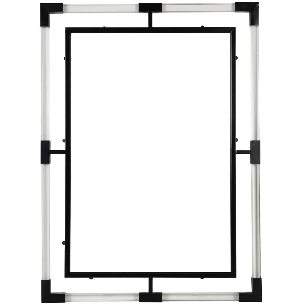 Black Metal Double Framed Wall Mirror with Acrylic Frame - Diamond Home USA