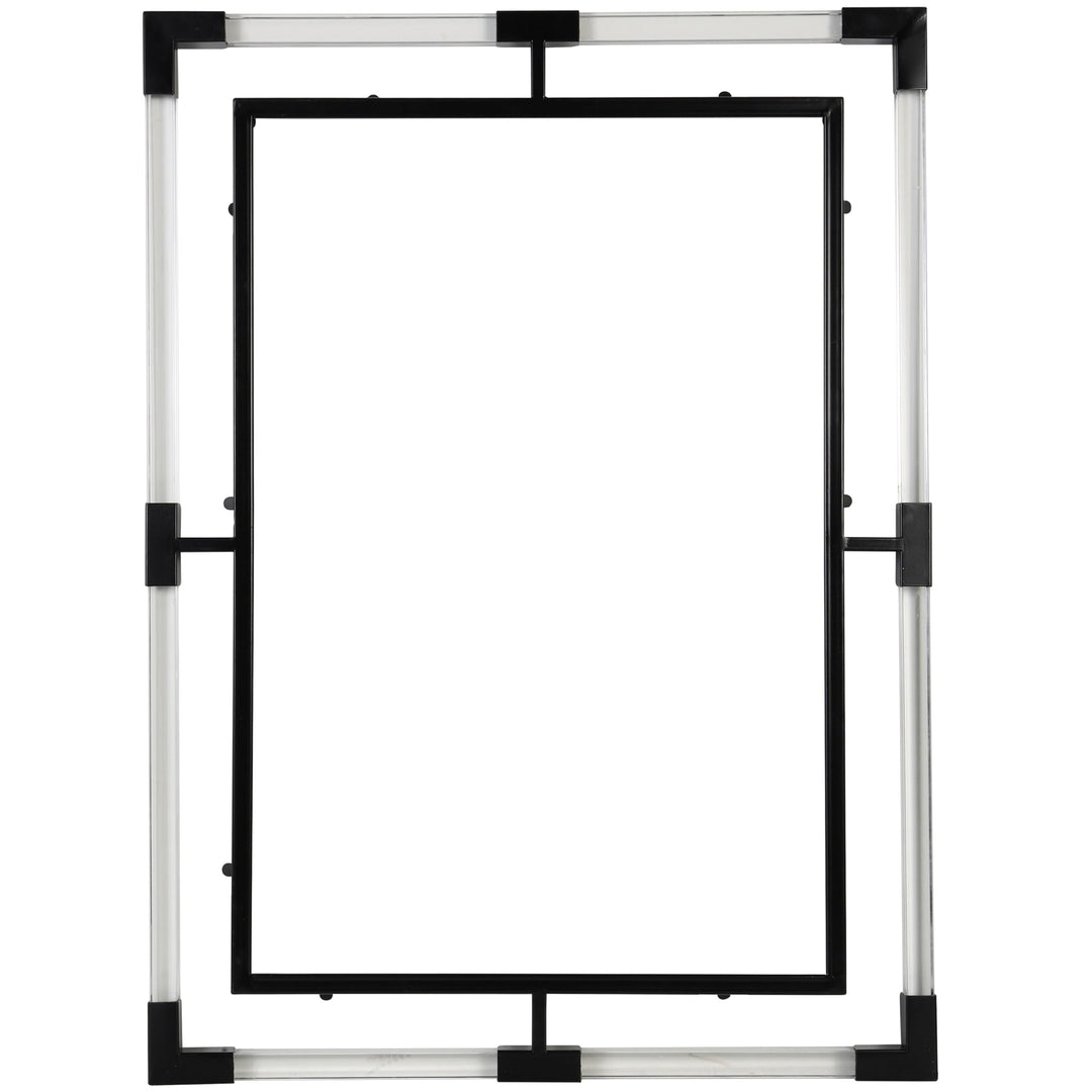 Black Metal Double Framed Wall Mirror with Acrylic Frame - Diamond Home USA