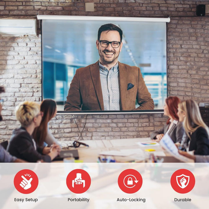 Pyle Manual Pull-Down Projector Screen - Universal 72-inch Roll-Down Retractable - Diamond Home USA