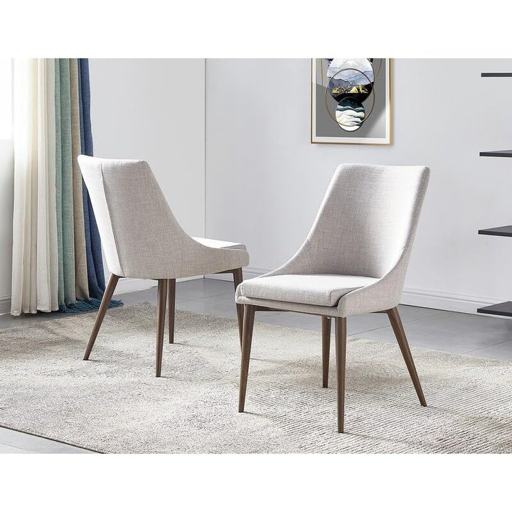 Best Master Furniture Leatrice Glam Linen Fabric Chairs Set of 2 Grey Grey (Wooden Legs)