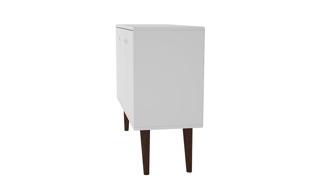 ModHaus Living Mid Century Modern Sideboard TV St with e Shelves 2 Doors White - N/A - Diamond Home USA