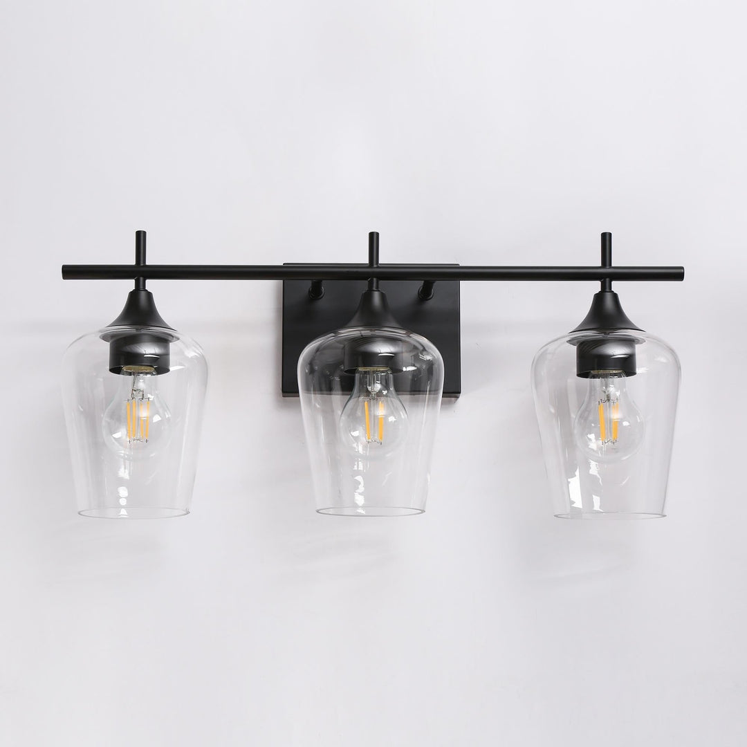 Modern Farmhouse Black 3-light Clear Glass Bathroom Vanity Lights L 21" x W 6" x - Diamond Home USA